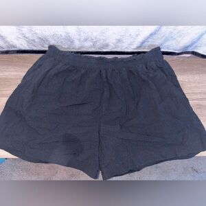 Classic Black Elastic Waist Shorts
